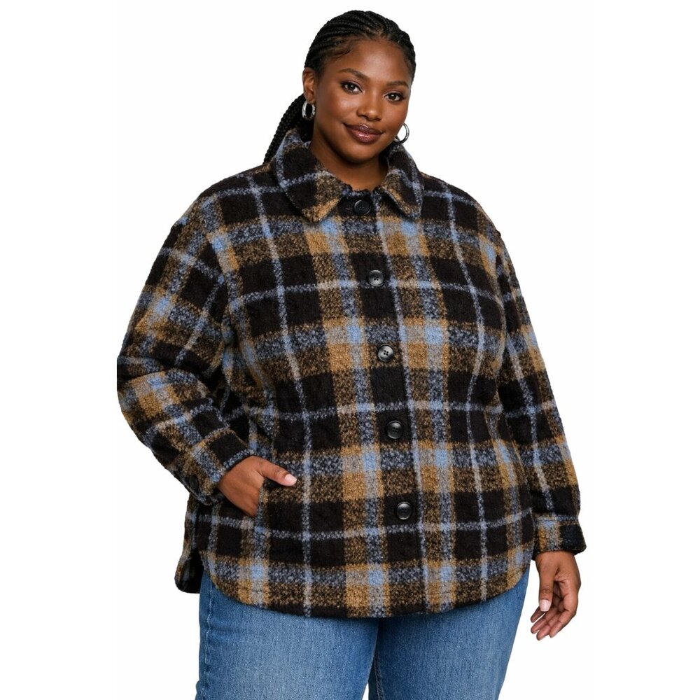 Madewell Devon Plaid Wool Blend Coat Forage Size 3X Plus - Picture 1 of 8
